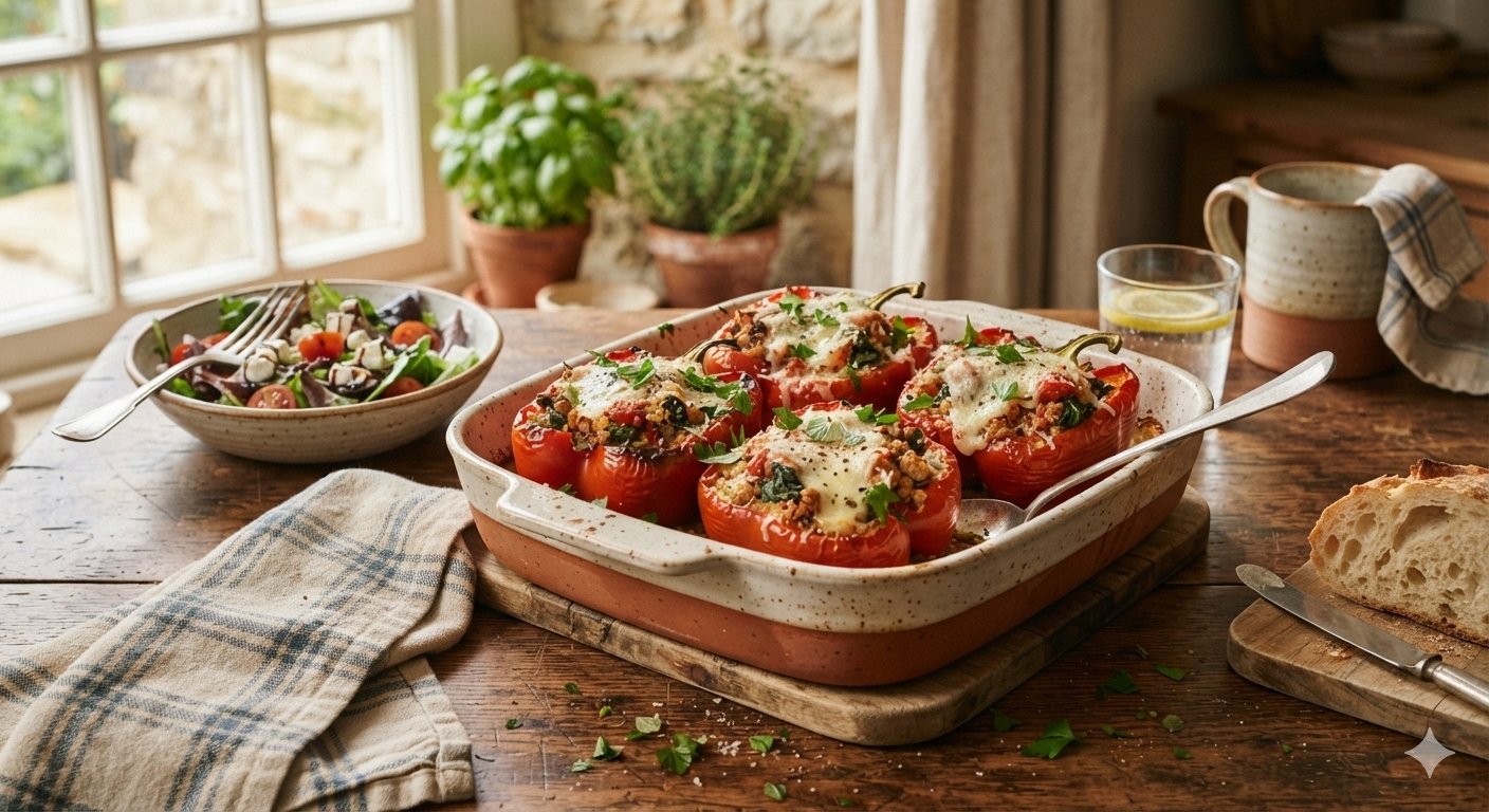 Turkey & Spinach Stuffed Peppers